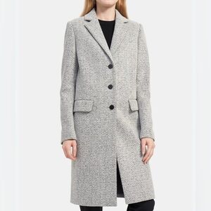 Theory Women’s Wool Blend Coat Sekary Frost Wool Overcoat Size Small